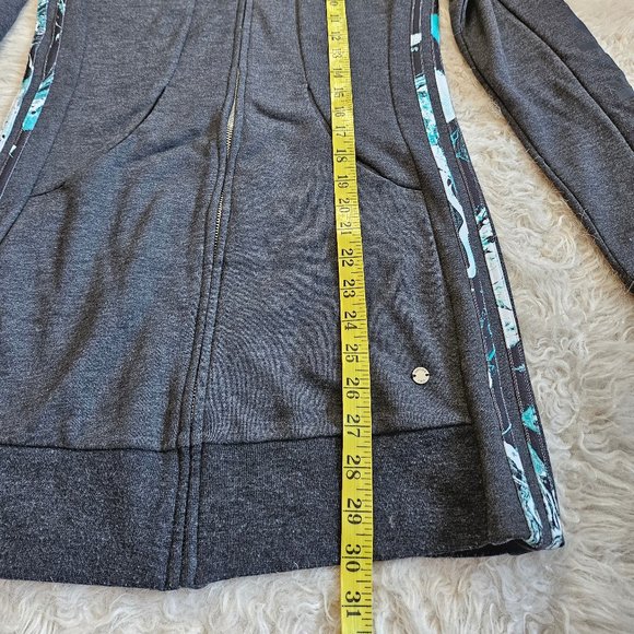 Adidas Neo Women's Grey/White/Aqua Stripped Trim Full Zip Hoodie Long Jacket S - Picture 5 of 10